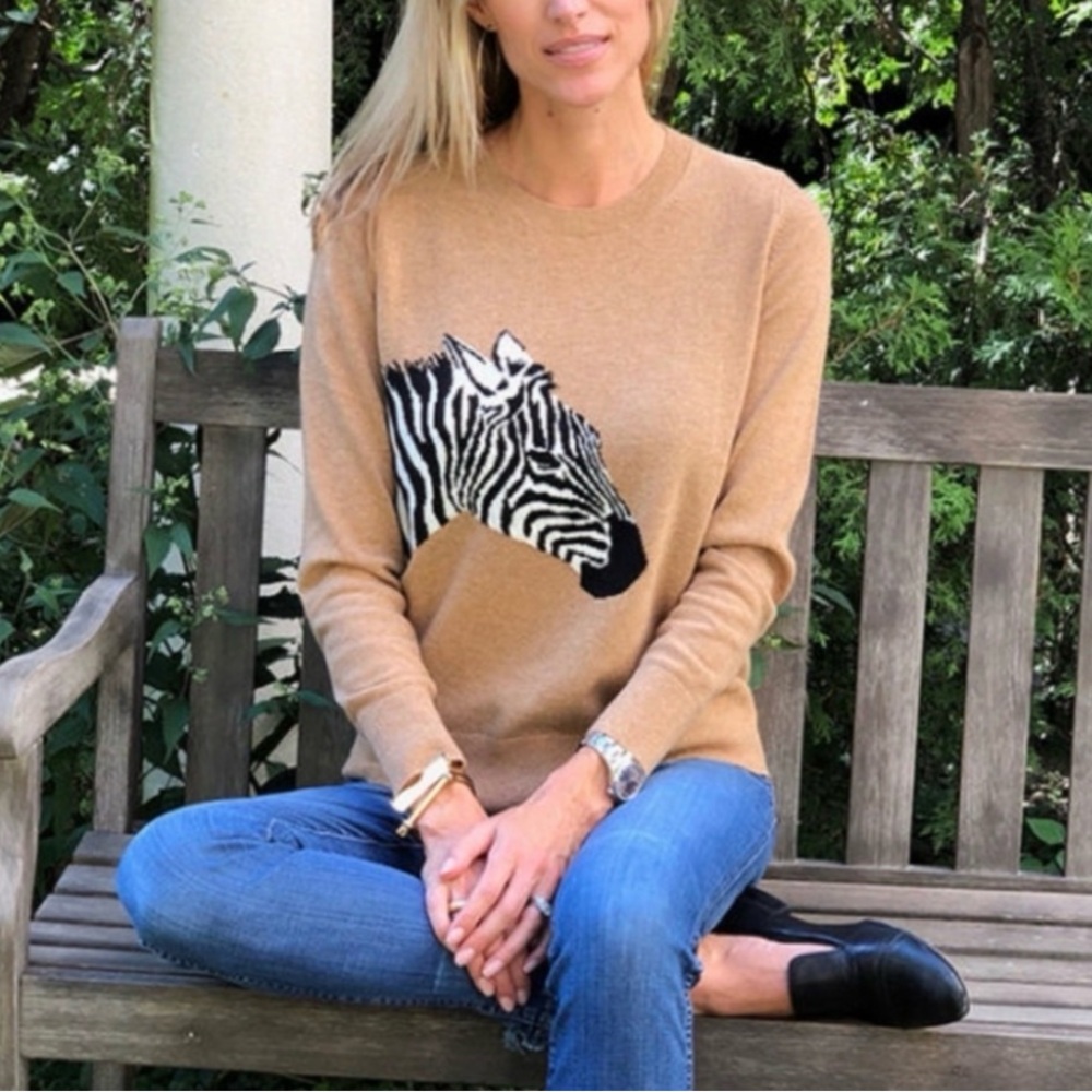 Banana Republic Camel color Sweater with Zebra Motif
